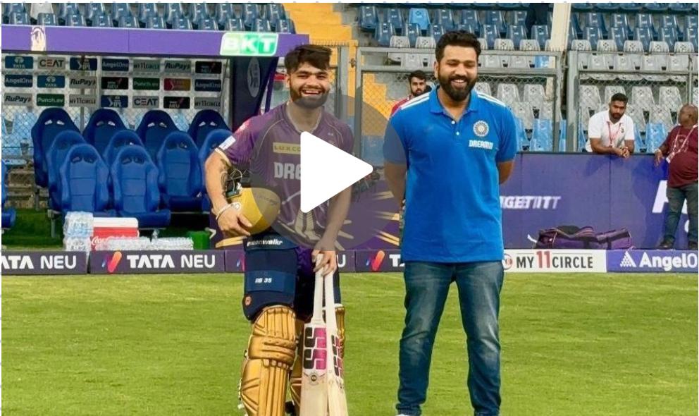 [Watch] Rohit Sharma Meets 'Heartbroken' Rinku Singh Ahead Of MI Vs KKR Clash